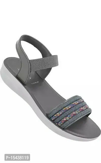 Elegant Grey PU Self Design Sandals For Women-thumb0