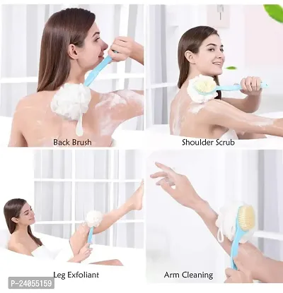 Useful 2 In 1 Shower Body Brush With Loofah Sponge  Bristles Back Scrubber