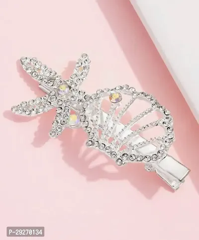 Hair Clips 1PC Girls Hair Clips Alloy Hair Accessories Gold Silver Leaf Wing Crystal Rhinestone Elegant Lady Hairpins Hairpin (Color : Silver)