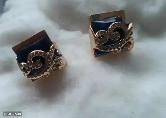 Blue Alloy Agate Studs Earrings For Women