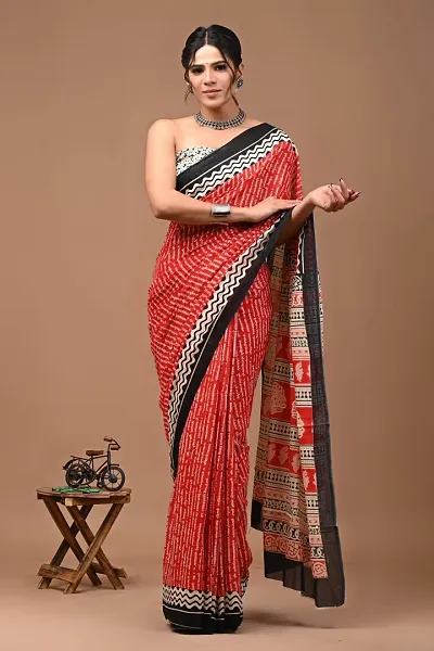 Trending Cotton Saree with Blouse piece