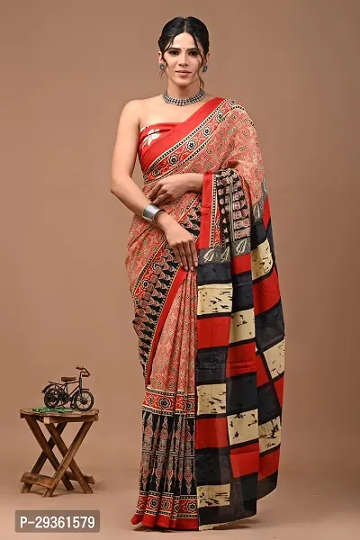 Stylish Cotton Silk Multicoloured Separate Blouse Piece Saree with Blouse piece