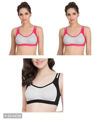 Stylish Multicoloured Cotton Colourblocked Bras For Women Pack Of 3-thumb0