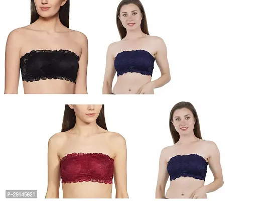 Stylish Multicoloured Nylon Solid Bras For Women Pack Of 4