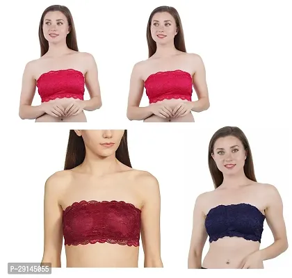 Stylish Multicoloured Nylon Solid Bras For Women Pack Of 4