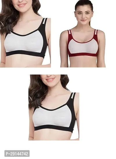 Stylish Multicoloured Cotton Colourblocked Bras For Women Pack Of 3-thumb0