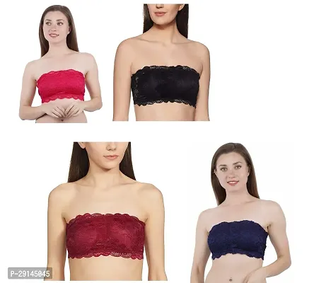 Stylish Multicoloured Nylon Solid Bras For Women Pack Of 4