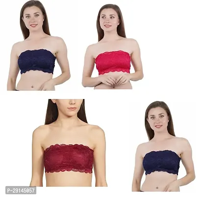 Stylish Multicoloured Nylon Solid Bras For Women Pack Of 4-thumb0