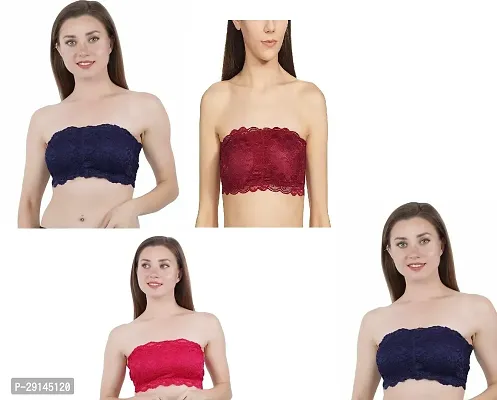 Stylish Multicoloured Nylon Solid Bras For Women Pack Of 4