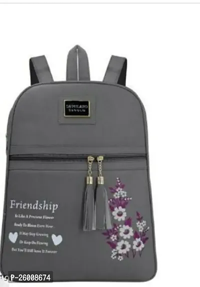 Stylish Grey PU Backpacks For Women And Girls