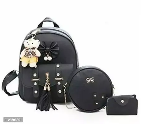 Stylish Black ABS Bags For Women And Girls- 3 Pieces