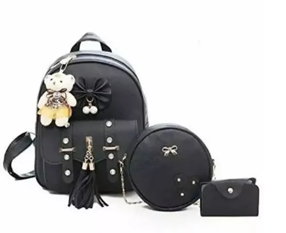 Fancy PU Textured Handbags - Pack of 3