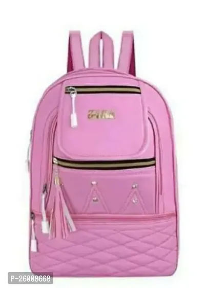 Stylish Pink PU Backpacks For Women And Girls-thumb0