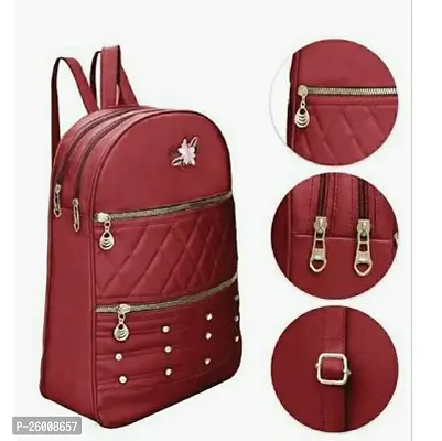 Stylish Red PU Backpacks For Women And Girls