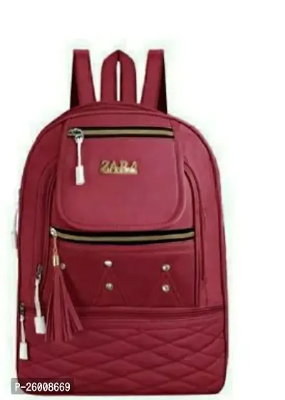 Stylish Red PU Backpacks For Women And Girls-thumb0