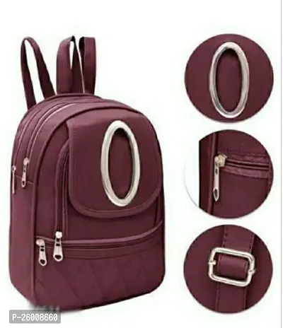 Stylish Maroon PU Backpacks For Women And Girls-thumb0