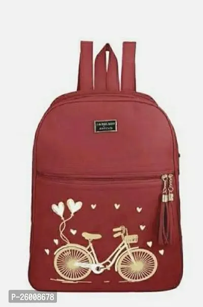 Stylish Red PU Backpacks For Women And Girls-thumb0