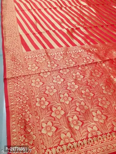 Stylish Art Silk Red Woven Design Saree With Blouse Piece For Women-thumb4