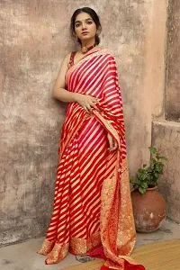 Stylish Art Silk Red Woven Design Saree With Blouse Piece For Women-thumb1