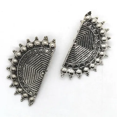 Small Silver Oxidised Earrings / Leaf Jhumki For Womens / Oxidized Earrings Dangles For Womens