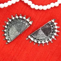 Small Silver Oxidised Earrings / Leaf Jhumki For Womens / Oxidized Earrings Dangles For Womens-thumb2