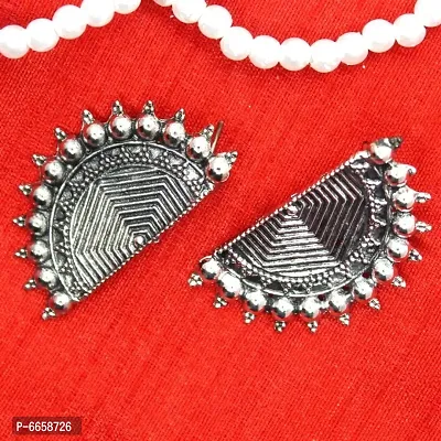 Small Silver Oxidised Earrings / Leaf Jhumki For Womens / Oxidized Earrings Dangles For Womens-thumb3