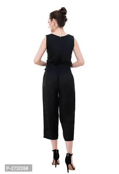 Black Rayon Basic Jumpsuit For Women's-thumb2