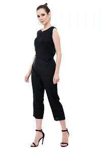 Black Rayon Basic Jumpsuit For Women's-thumb2