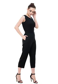 Black Rayon Basic Jumpsuit For Women's-thumb3