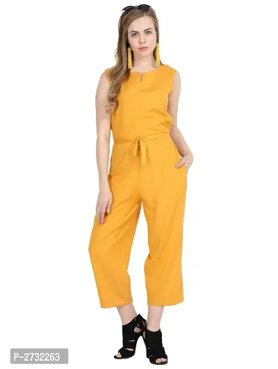 Yellow Rayon Basic Jumpsuit For Women's-thumb2