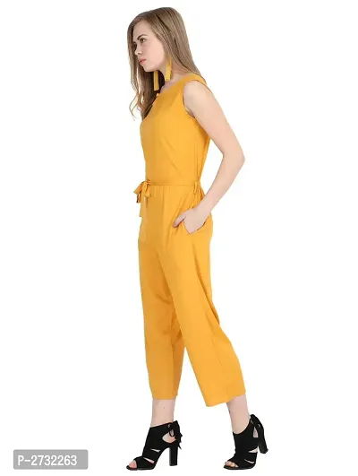 Yellow Rayon Basic Jumpsuit For Women's-thumb4