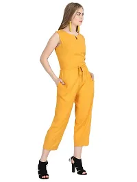 Yellow Rayon Basic Jumpsuit For Women's-thumb4