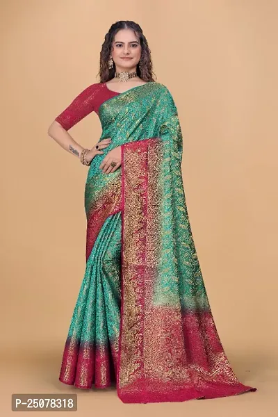 Beautiful Art Silk Zari Woven Saree With Blouse Piece-thumb0