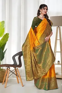 New Kanjiveram Silk With Zari Woven Saree With Blouse-thumb1