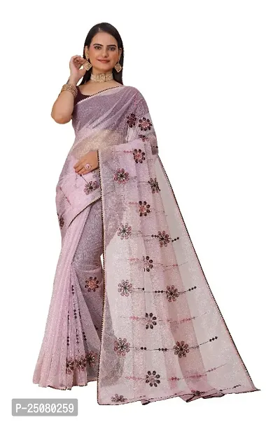 Fancy Organza Embroidery Work Saree with Blouse-thumb0