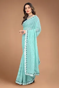 Fancy Georgette Saree With Sequinned Work And Blouse-thumb1