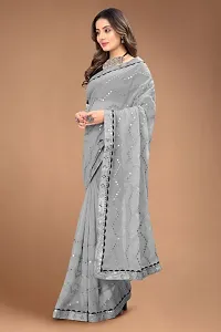 Fancy Georgette Saree With Sequinned Work And Blouse-thumb2