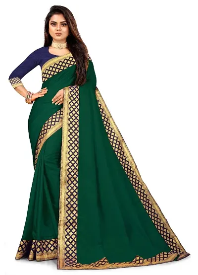 Vichitra Silk Jacquard Lace Border Sarees with Blouse Piece