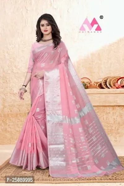 New Look Linen Saree With Blouse-thumb0