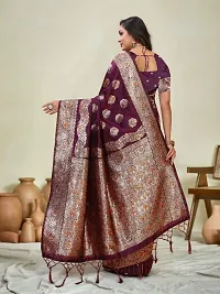 Beautiful Banarasi Silk Blend Saree with Zari work Blouse piece-thumb2