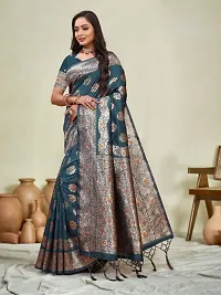 Beautiful Banarasi Silk Blend Saree with Zari work Blouse piece-thumb3