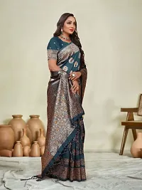 Beautiful Banarasi Silk Blend Saree with Zari work Blouse piece-thumb1