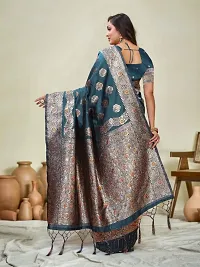 Beautiful Banarasi Silk Blend Saree with Zari work Blouse piece-thumb2