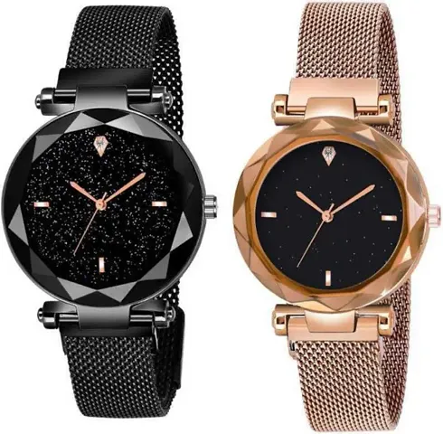 Stylish PU Analog Watches For Women Pack Of 2