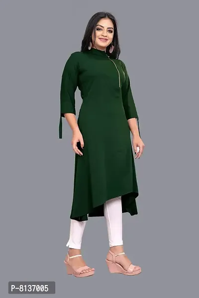 Kandara Women's Awesome Designer Crepe Kurti (Bottol Green)-thumb3