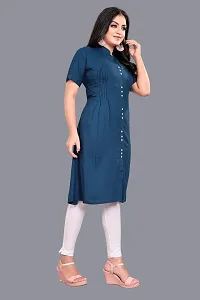 Clothero Stylish Retro Women Rayon Short Sleeve Kurti (More Peach)-thumb2