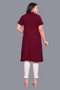 Clothero Stylish Retro Women Rayon Short Sleeve Kurti (Maroon)-thumb1