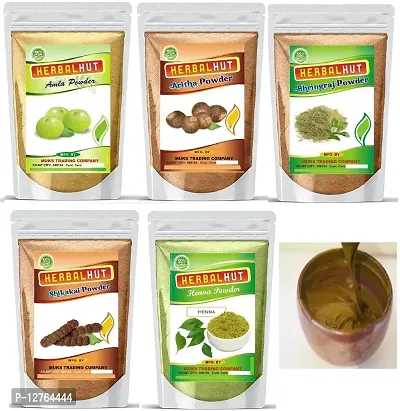 HERBALHUT NATURALS Amla, Reetha, Shikakai, Bhringraj and Brahmi Powder for Hair Growth  Hair Mask (500 g)