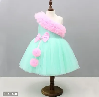 Classic Net Solid Dresses for Kids Girls-thumb0