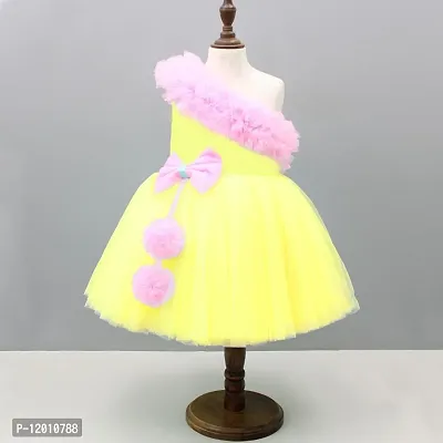 Classic Net Solid Dresses for Kids Girls-thumb0